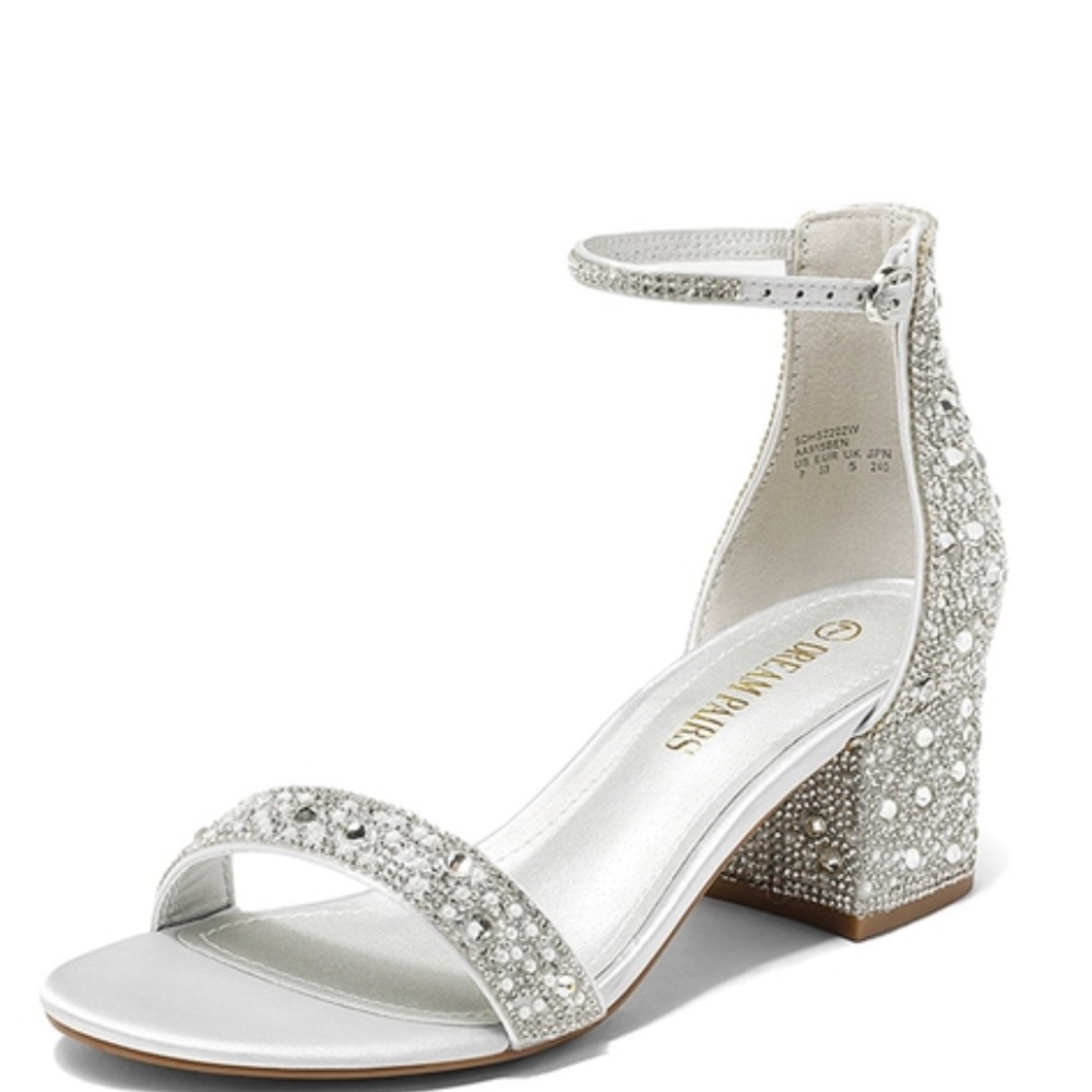 Rhinestone low heeled dress shoes.